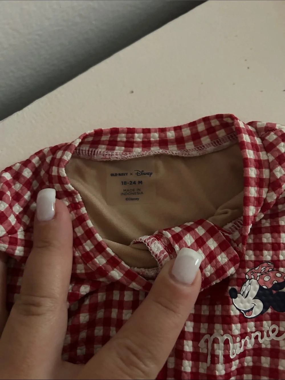 Long-Sleeve Red Gingham One-Piece Swim Suit for Kids